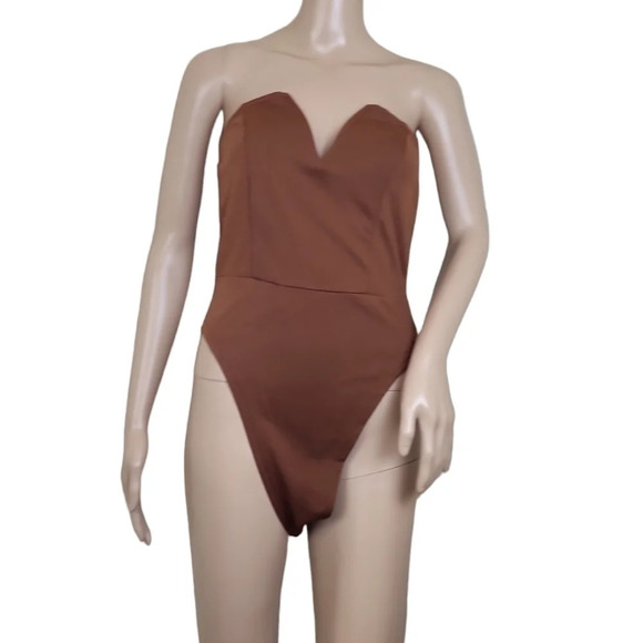 Shein V Neck Open Back Bodysuit Sexy One Piece Bodysuit - Picture 1 of 5